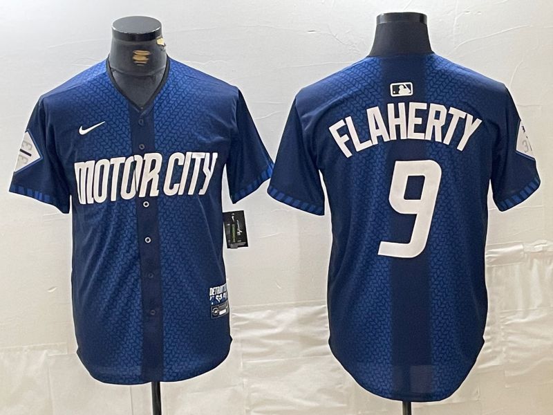 Men Detroit Tigers 9 Flaherty Blue City Edition Nike 2024 MLB Jersey style 1
